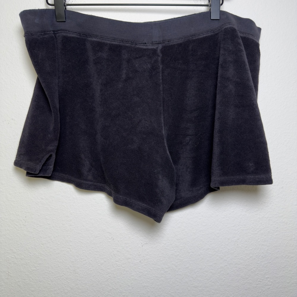 VTG Y2K Juicy Couture Women Cotton Shorts XL Black Velour Terry 2000s